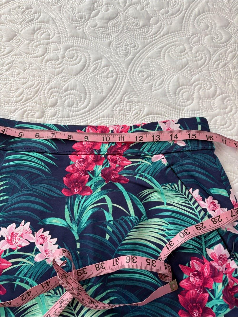 Tommy Bahama Tropical Navy Mini skorts with Pink & Green Floral Print - Picture 7 of 11
